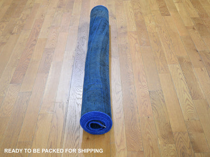 Overdyed 5'0" x 10'0" Vintage Hand knotted Wool Rug - Sku: O059185