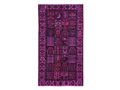 Bakhtiari Vintage hand-knotted worn wool runner in Overdyed & Pink, 5'2" x 9'9" — SKU O059186