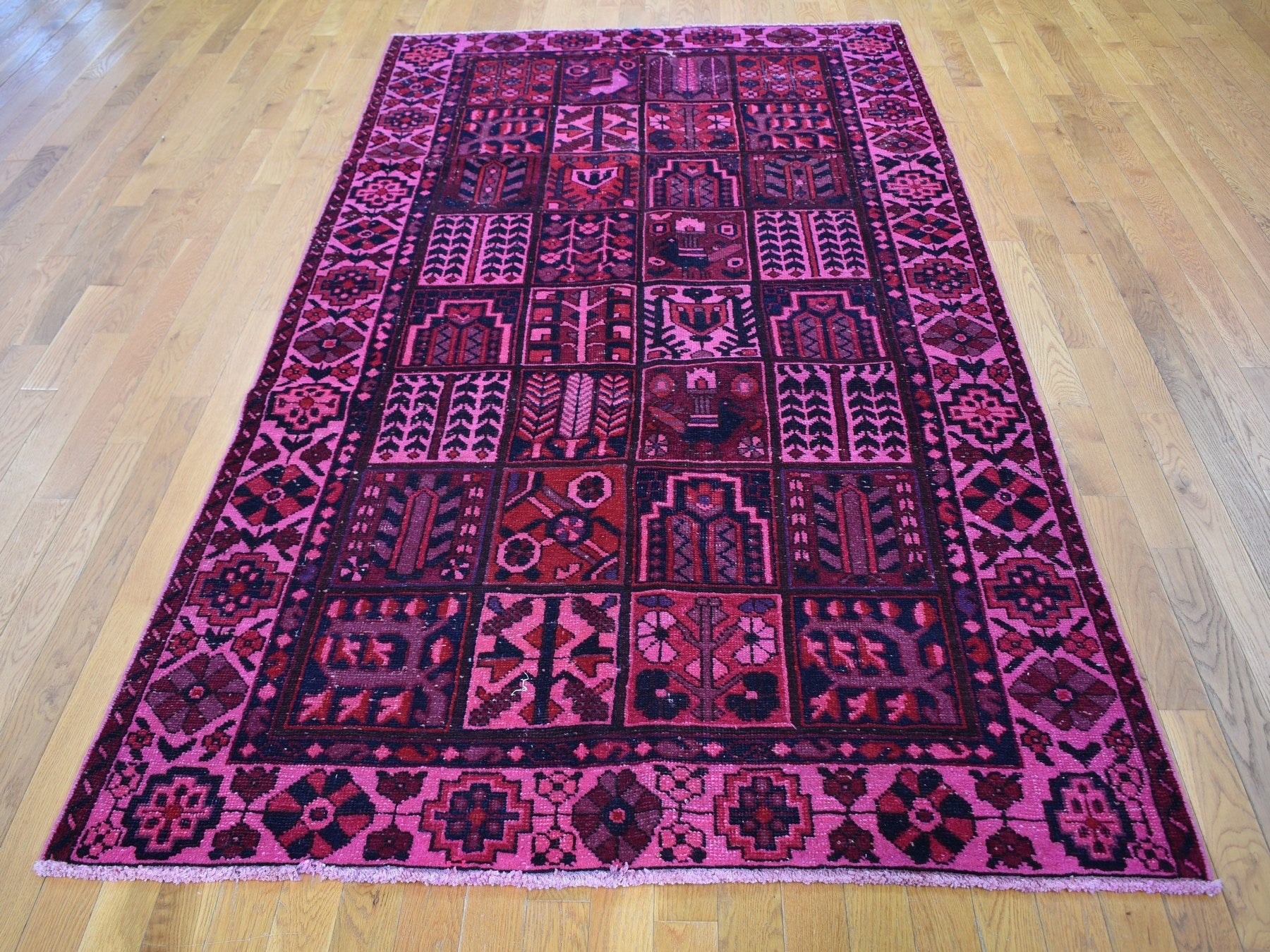 Overdyed 5'2" x 9'9" Vintage Hand knotted Wool Rug - Sku: O059186