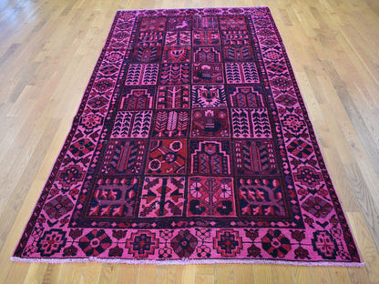 Overdyed 5'2" x 9'9" Vintage Hand knotted Wool Rug - Sku: O059186