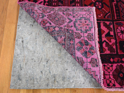 Overdyed 5'2" x 9'9" Vintage Hand knotted Wool Rug - Sku: O059186