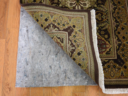 Tabriz Fine Oriental hand-knotted wool runner in Brown & Gold, 2'7" x 12' — SKU O059201 (view 3)