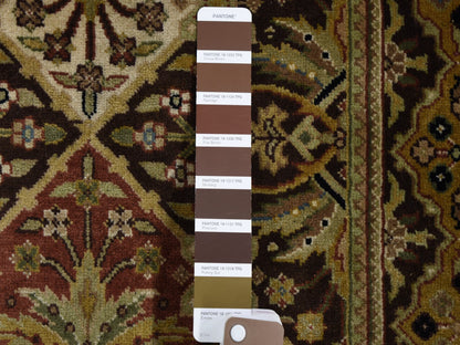 Tabriz Fine Oriental hand-knotted wool runner in Brown & Gold, 2'7" x 12' — SKU O059201 (view 4)