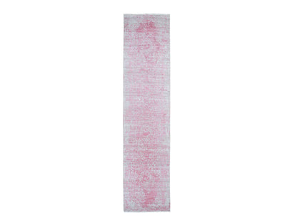 Pink 2'8" x 11'10" Transitional Hand knotted Wool/Silk Rug - Sku: O059204