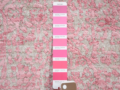 Pink 2'8" x 11'10" Transitional Hand knotted Wool/Silk Rug - Sku: O059204