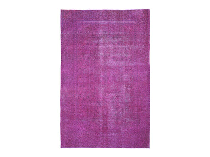 Overdyed 6'4" x 10'0" Vintage Hand knotted Wool Rug - Sku: O059208