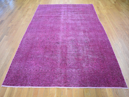 Overdyed 6'4" x 10'0" Vintage Hand knotted Wool Rug - Sku: O059208