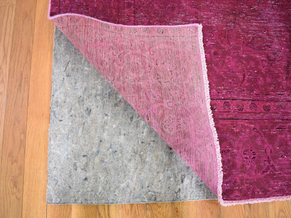 Overdyed 6'4" x 10'0" Vintage Hand knotted Wool Rug - Sku: O059208