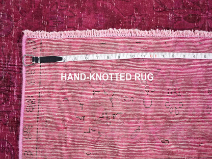Overdyed 6'4" x 10'0" Vintage Hand knotted Wool Rug - Sku: O059208