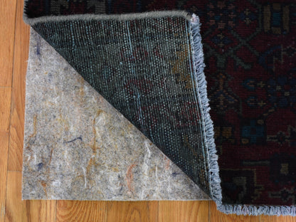 Overdyed 3'6" x 9'1" Vintage Hand knotted Wool Rug - Sku: O059210