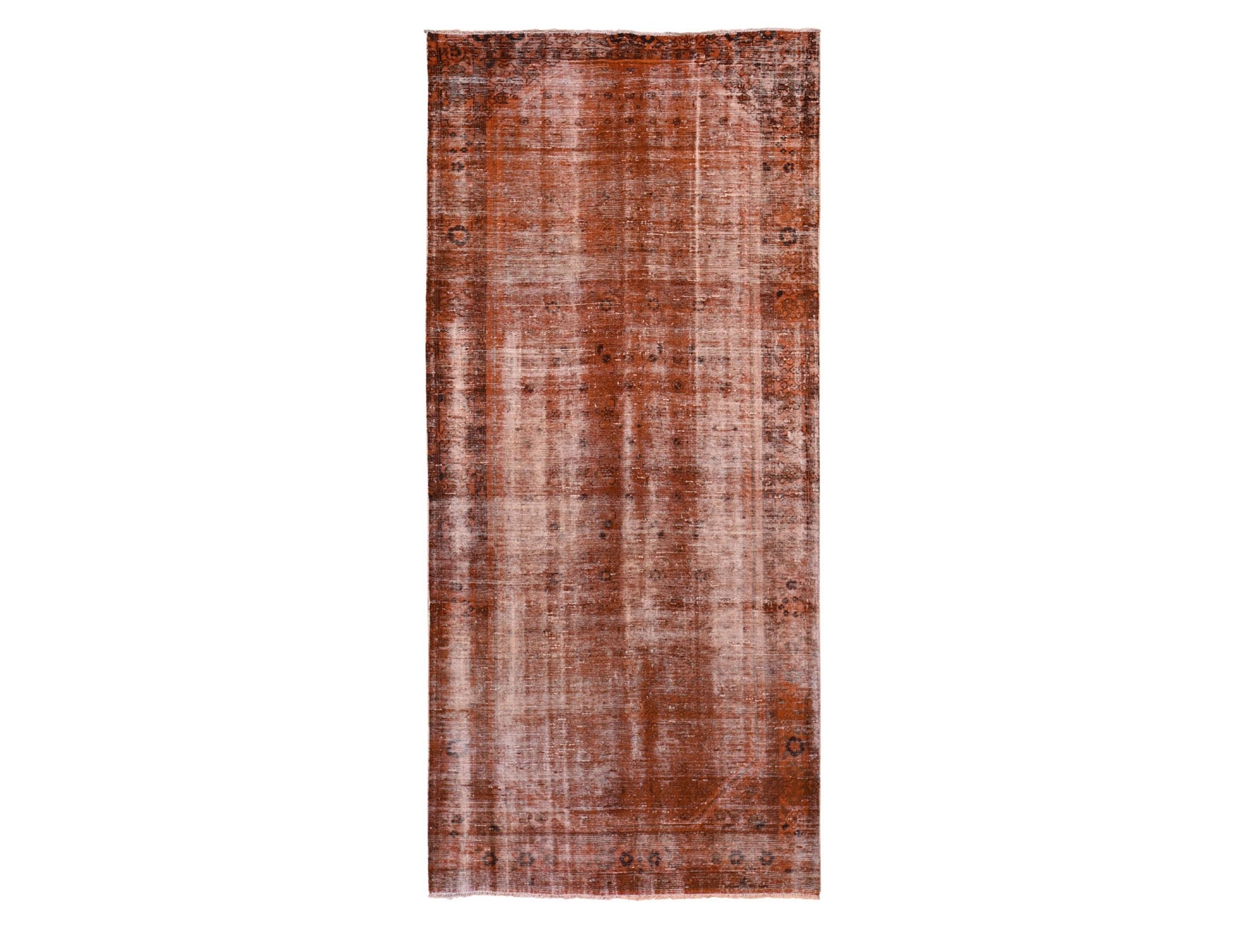 Overdyed 5'0" x 11'2" Vintage Hand knotted Wool Rug - Sku: O059214