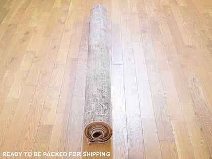 Overdyed 5'0" x 11'2" Vintage Hand knotted Wool Rug - Sku: O059214