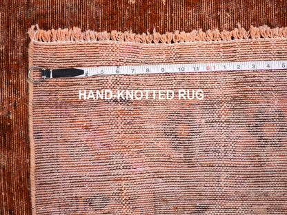 Overdyed 5'0" x 11'2" Vintage Hand knotted Wool Rug - Sku: O059214