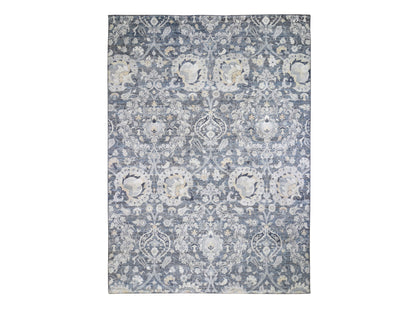 Blue 8'10" x 12'2" Wool and Silk Hand knotted Wool/Silk Rug - Sku: O059222