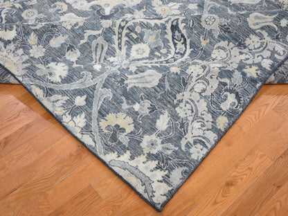 Blue 8'10" x 12'2" Wool and Silk Hand knotted Wool/Silk Rug - Sku: O059222