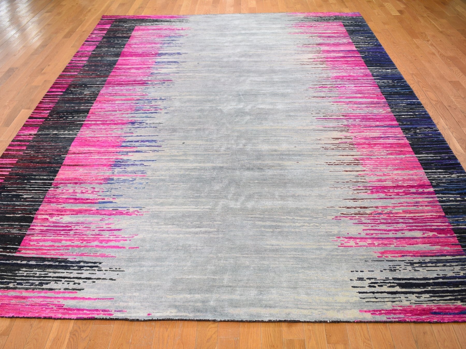 Gray 9'0" x 12'0" Wool / Silk Hand knotted Wool/Silk Rug - Sku: O059229
