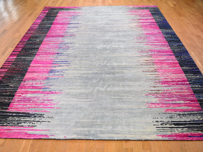Grey 9'0" x 12'0" Wool and Silk Hand knotted Wool/Silk Rug - Sku: O059229