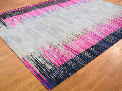Grey 9'0" x 12'0" Wool and Silk Hand knotted Wool/Silk Rug - Sku: O059229