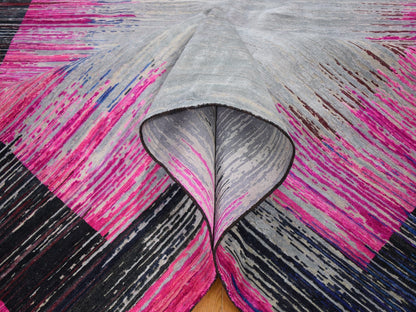 Grey 9'0" x 12'0" Wool and Silk Hand knotted Wool/Silk Rug - Sku: O059229
