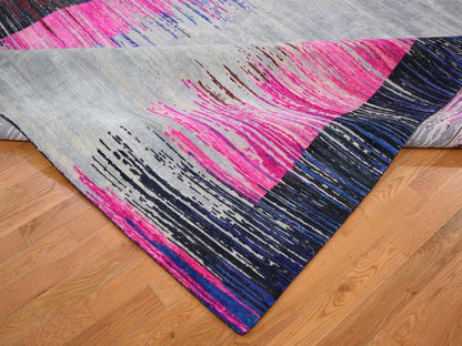 Grey 9'0" x 12'0" Wool and Silk Hand knotted Wool/Silk Rug - Sku: O059229
