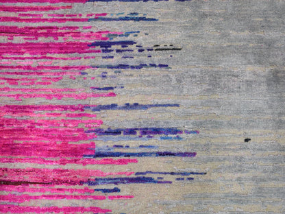 Grey 9'0" x 12'0" Wool and Silk Hand knotted Wool/Silk Rug - Sku: O059229