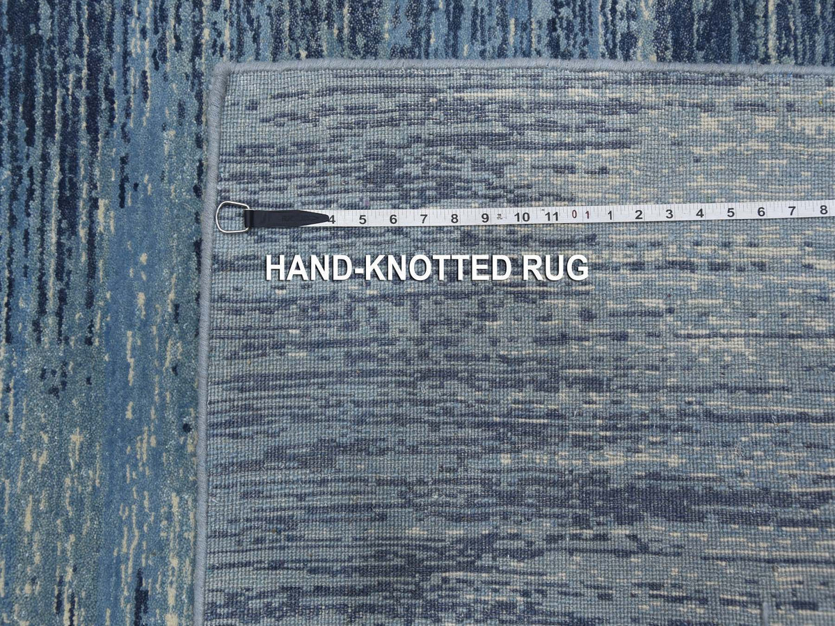 Modern / Contemporary hand-knotted wool runner in Blue, 2'6" x 8'4" — SKU O059236 (view 7)