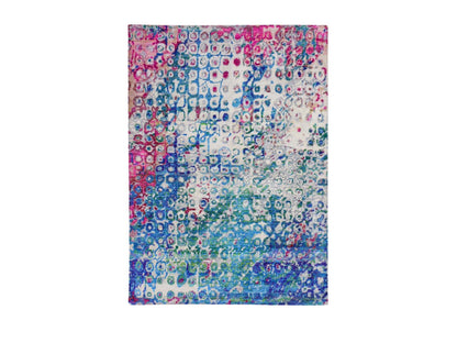 Blue 5'0" x 7'3" Transitional Hand knotted Wool/Silk Rug - Sku: O059244