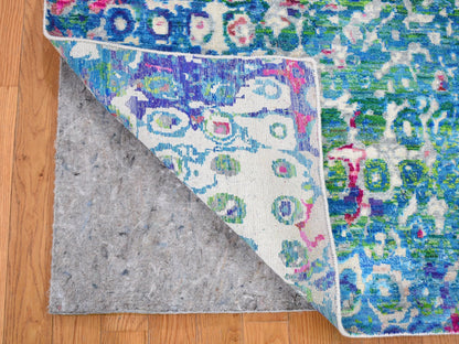 Blue 5'0" x 7'3" Transitional Hand knotted Wool/Silk Rug - Sku: O059244