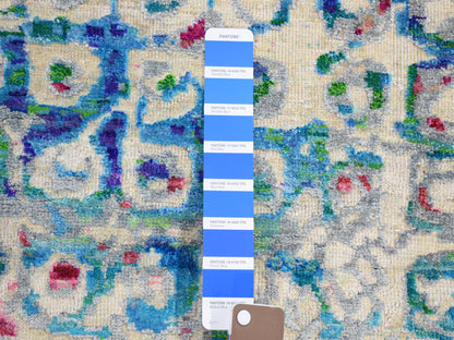 Blue 5'0" x 7'3" Transitional Hand knotted Wool/Silk Rug - Sku: O059244
