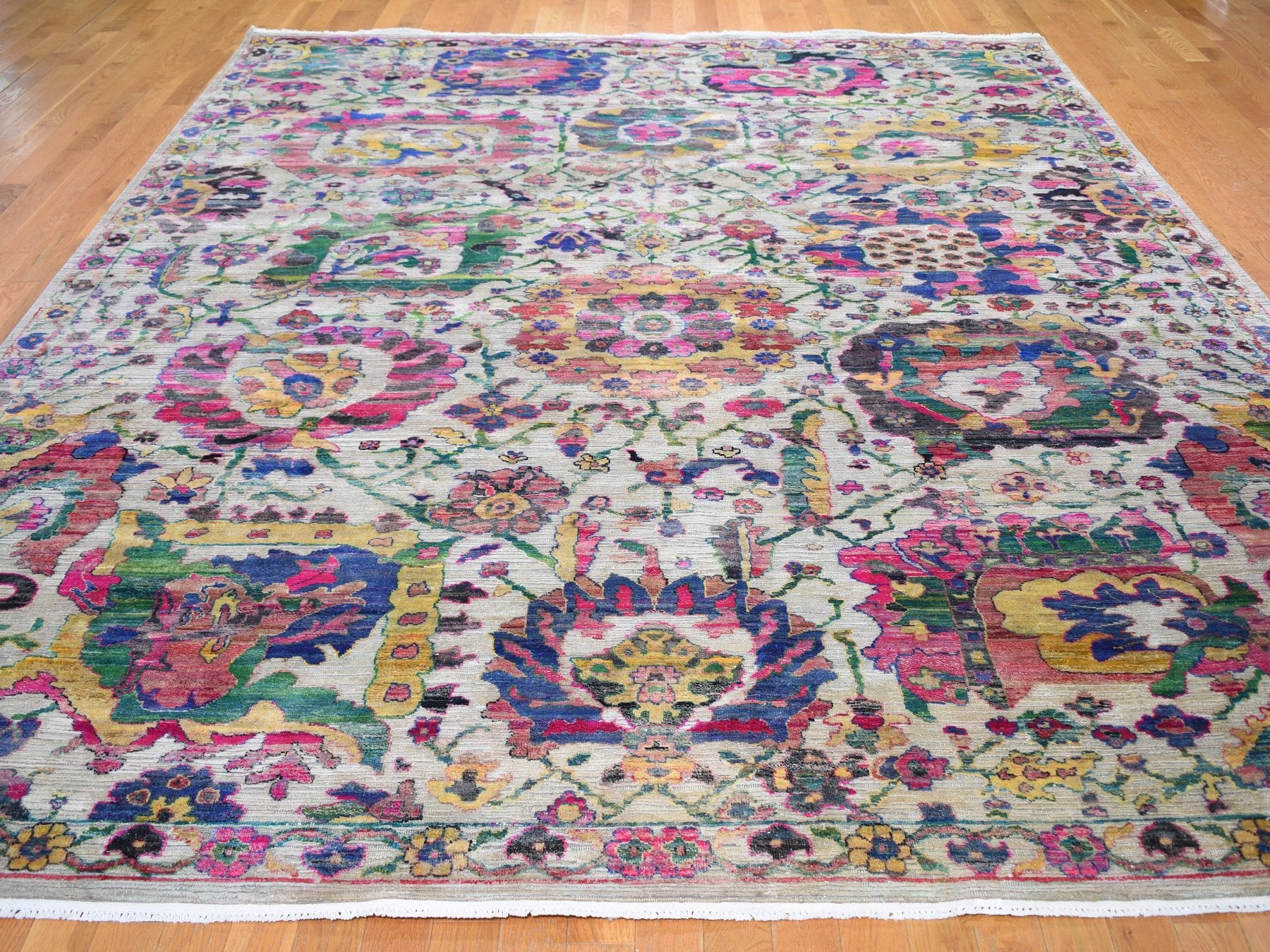 Gray 9'2" x 12'2" Wool / Silk Hand knotted Wool/Silk Rug - Sku: O059246