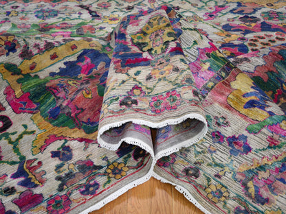 Grey 9'2" x 12'2" Wool and Silk Hand knotted Wool/Silk Rug - Sku: O059246