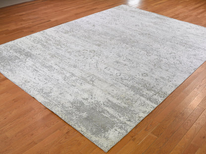 Ivory 8'10" x 12'0" Wool / Silk Hand knotted Wool/Silk Rug - Sku: O059248