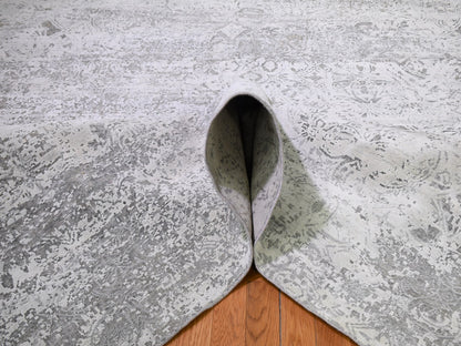 Ivory 8'10" x 12'0" Wool / Silk Hand knotted Wool/Silk Rug - Sku: O059248