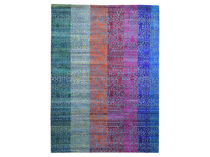 Pink 9'0" x 12'1" Modern / Contemporary Hand knotted Wool/Silk Rug - Sku: O059250