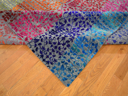 Pink 9'0" x 12'1" Modern / Contemporary Hand knotted Wool/Silk Rug - Sku: O059250