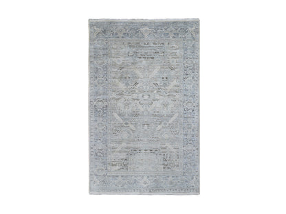 Ivory 6'0" x 9'5" Oushak And Peshawar Hand knotted Wool/Silk Rug - Sku: O059254