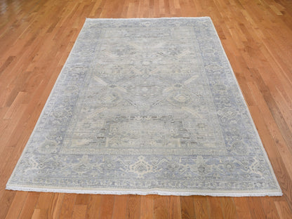 Ivory 6'0" x 9'5" Oushak And Peshawar Hand knotted Wool/Silk Rug - Sku: O059254