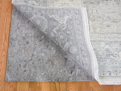 Ivory 6'0" x 9'5" Oushak And Peshawar Hand knotted Wool/Silk Rug - Sku: O059254