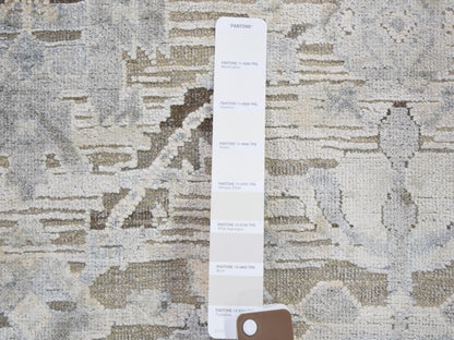 Ivory 6'0" x 9'5" Oushak And Peshawar Hand knotted Wool/Silk Rug - Sku: O059254