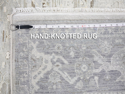 Ivory 6'0" x 9'5" Oushak And Peshawar Hand knotted Wool/Silk Rug - Sku: O059254