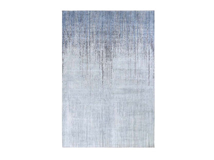 Grey 6'0" x 8'10" Modern / Contemporary Hand knotted Wool/Silk Rug - Sku: O059257