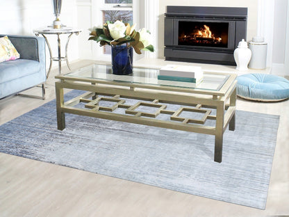 Grey 6'0" x 8'10" Modern / Contemporary Hand knotted Wool/Silk Rug - Sku: O059257