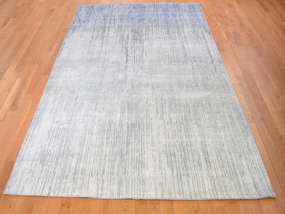 Grey 6'0" x 8'10" Modern / Contemporary Hand knotted Wool/Silk Rug - Sku: O059257