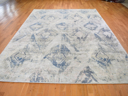 Ivory 8'10" x 12'1" Wool / Silk Hand knotted Wool/Silk Rug - Sku: O059259