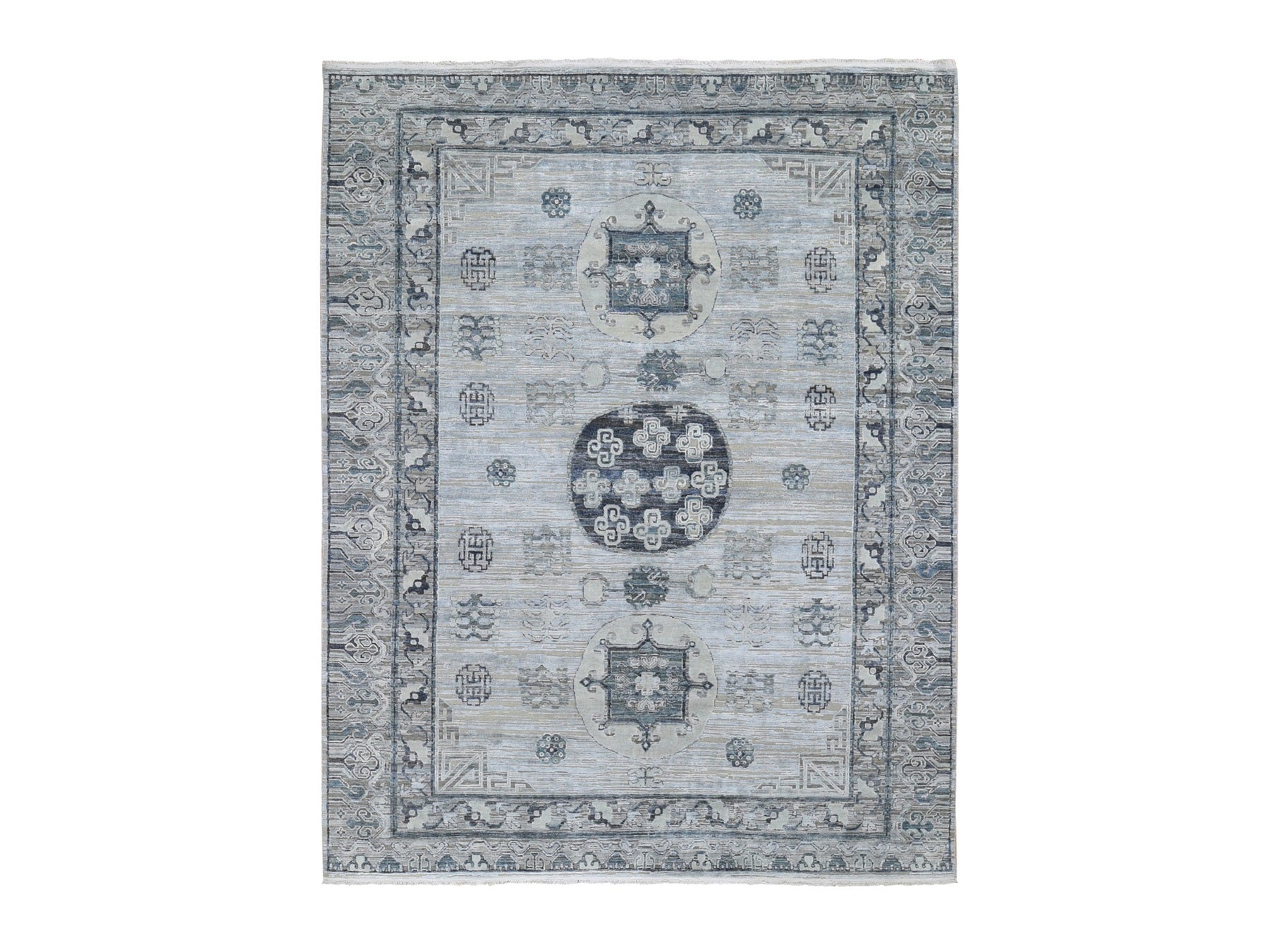Gray 7'9" x 9'10" Wool / Silk Hand knotted Wool/Silk Rug - Sku: O059261