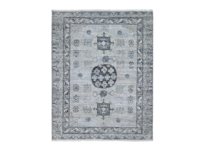 Grey 7'9" x 9'10" Wool and Silk Hand knotted Wool/Silk Rug - Sku: O059261