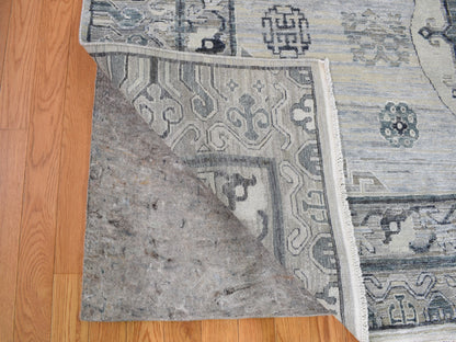 Grey 7'9" x 9'10" Wool and Silk Hand knotted Wool/Silk Rug - Sku: O059261