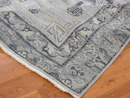 Grey 7'9" x 9'10" Wool and Silk Hand knotted Wool/Silk Rug - Sku: O059261