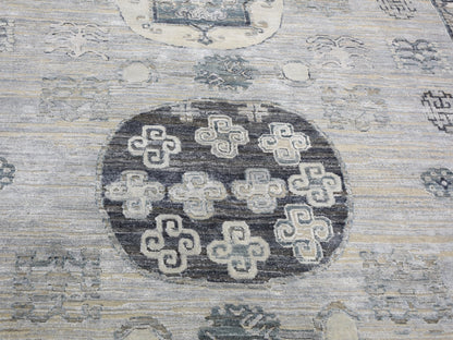 Grey 7'9" x 9'10" Wool and Silk Hand knotted Wool/Silk Rug - Sku: O059261