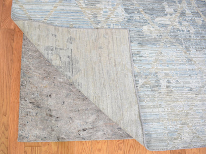 Ivory 12'0" x 15'1" Modern and Contemporary Hand knotted Wool/Silk Rug - Sku: O059262